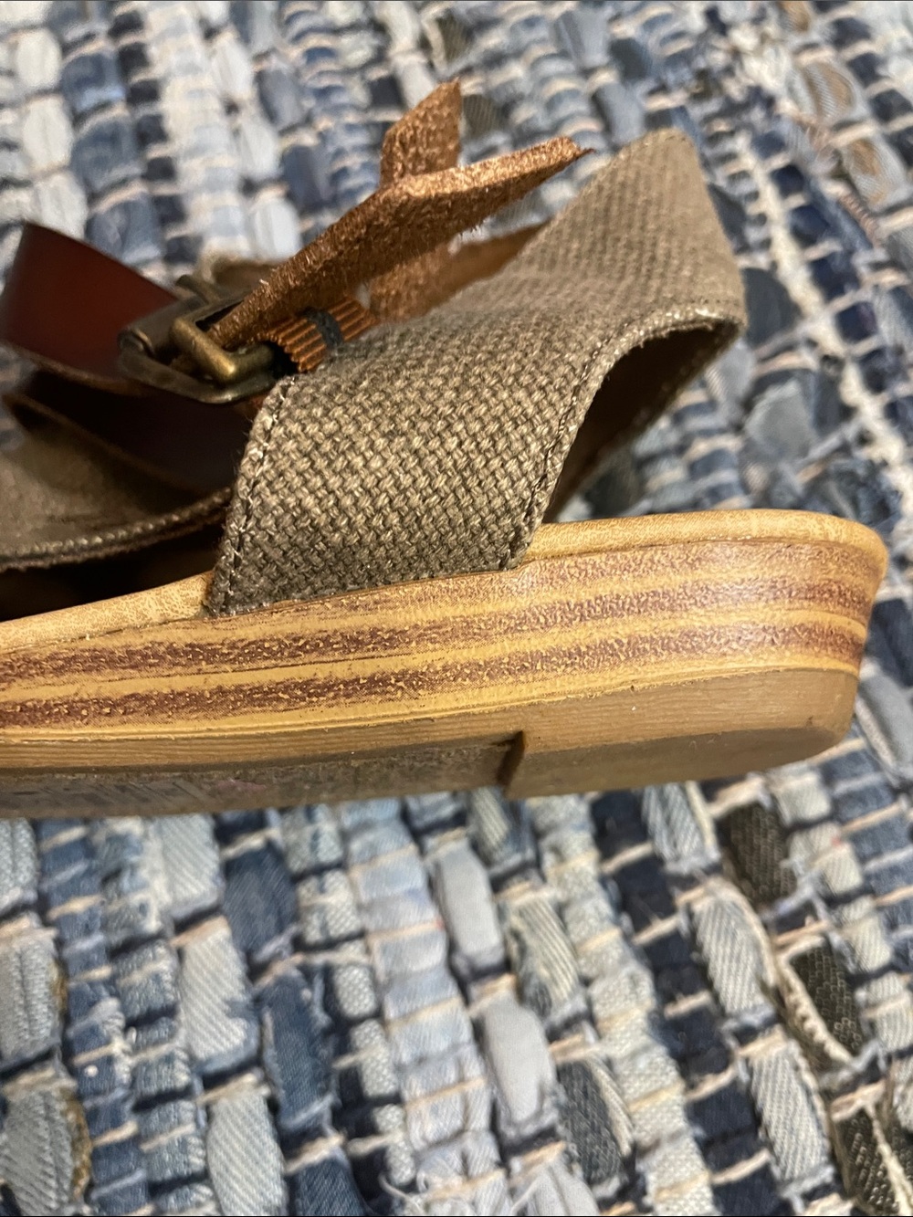 Malibu Women’s Sandals — Taupe Canvas with Brown Leather Straps - Picture 7 of 7
